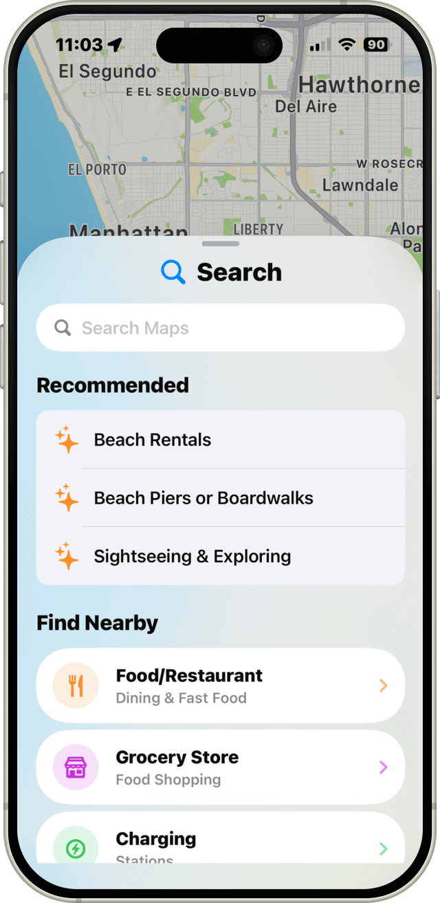 Playa Maps Search Screen