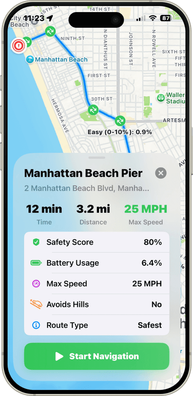 Playa Maps Route Details Screen