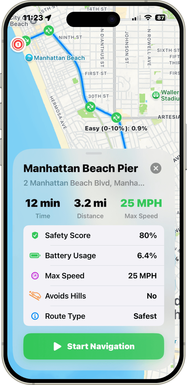 Playa Maps Route Details Screen